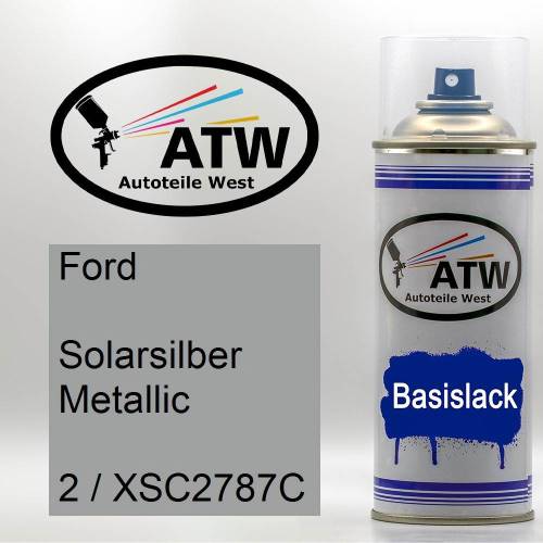 Ford, Solarsilber Metallic, 2 / XSC2787C: 400ml Sprühdose, von ATW Autoteile West.